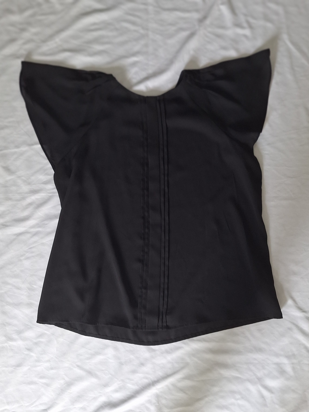Worthington Womens Petite Round Neck Short Sleeve Black Blouse PL